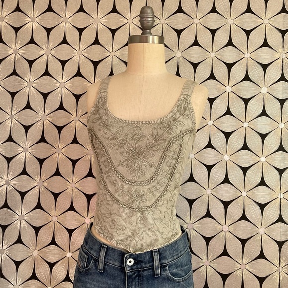 Vintage Crop Embroidered Tank - Picture 1 of 5